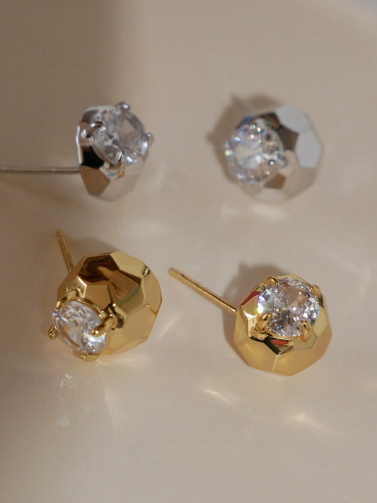 Irregular round diamond ball earrings high-end niche earrings