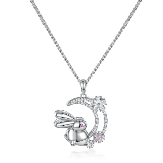 Beautiful rabbit and moon necklace