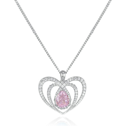 Ice pink love gemstone necklace